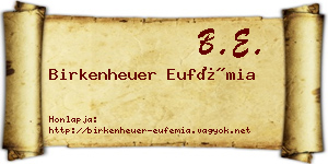 Birkenheuer Eufémia névjegykártya